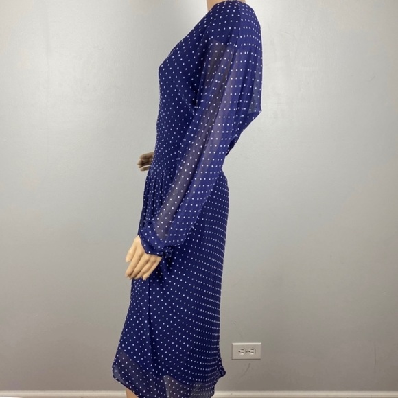 NEW PHILOSOPHY DI LORENZO SERAFINI LONG SLEEVE POLKA DOT MIDI DRESS - Picture 5 of 9